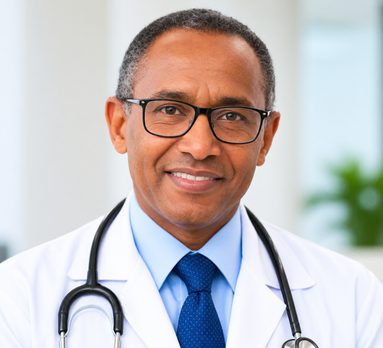confident doctor in a bright clinic